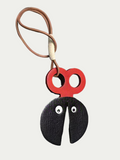 Handmade French Sheepskin Beetle Scissors Bag Charm Black
