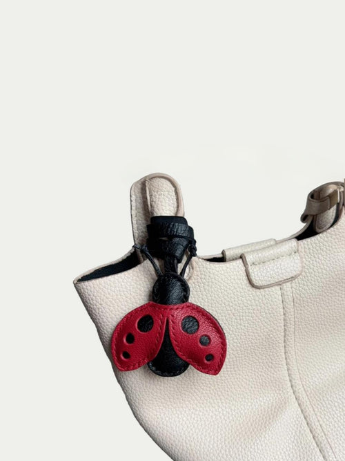 Handmade French Sheepskin Beetle Bag Charm Red
