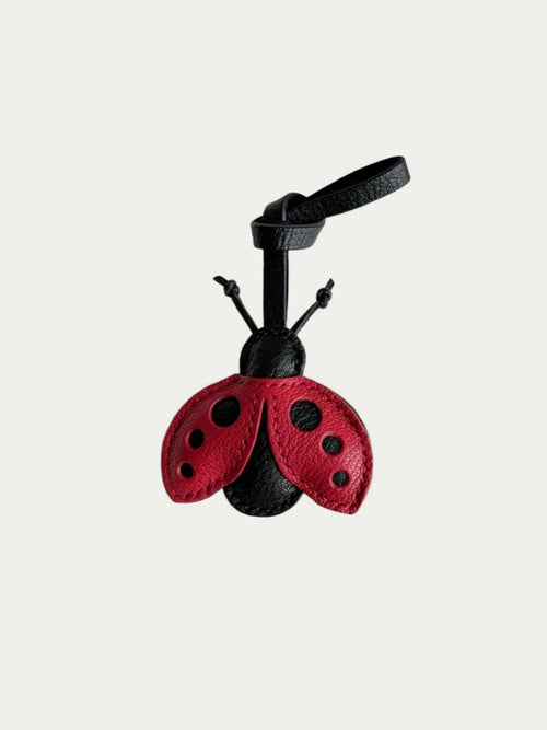 Handmade French Sheepskin Beetle Bag Charm Red