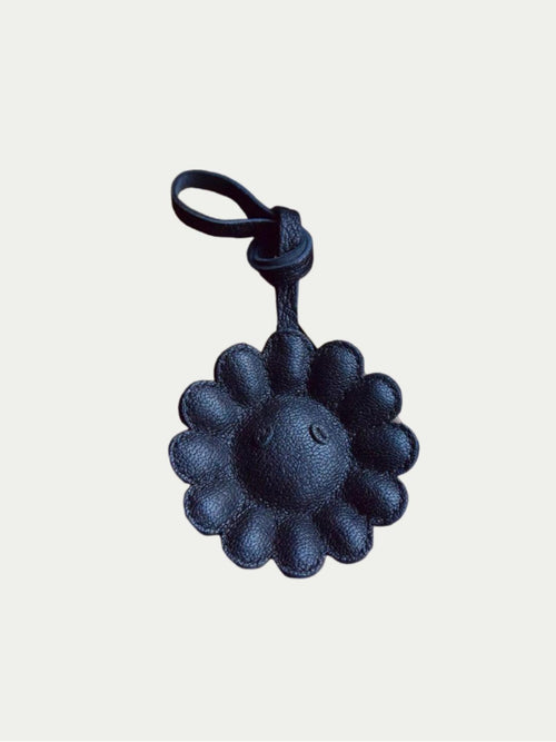 French Sheepskin Handmade Black Flower Bag Charm