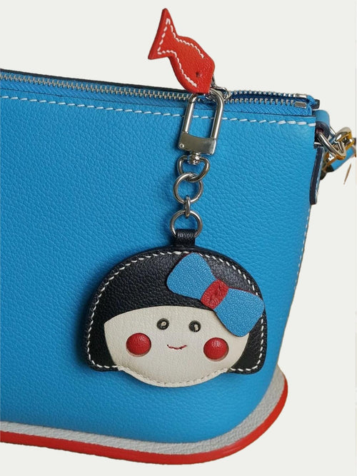 Handmade French Sheepskin Dimple Girl Bag Charm
