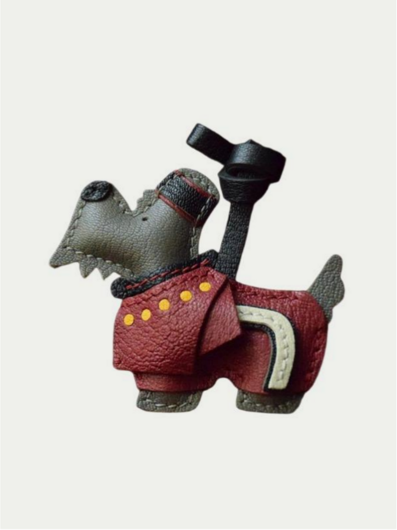 British dog  bag charm gift
luxury handmade gift set
French sheepskin handmade keychain