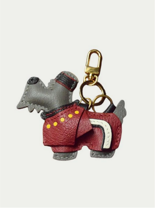 Handmade French Lambskin British Dog Bag Charm Red Rainbow Zoo
