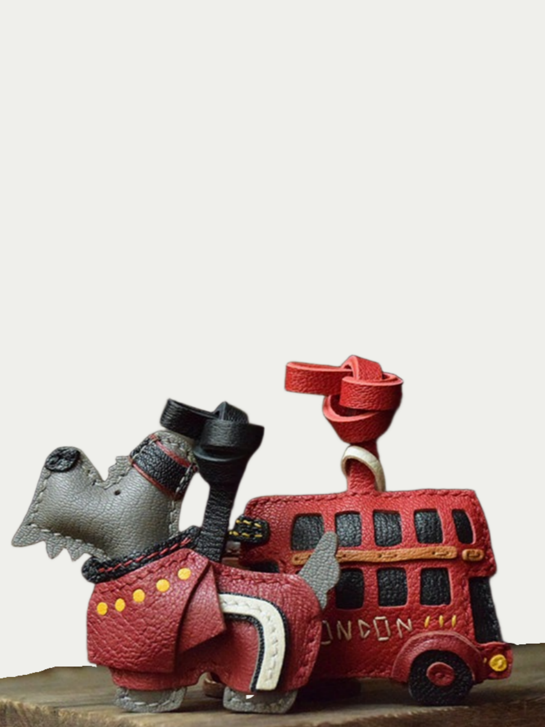 British dog  bag charm gift
luxury handmade gift set
French sheepskin handmade keychain