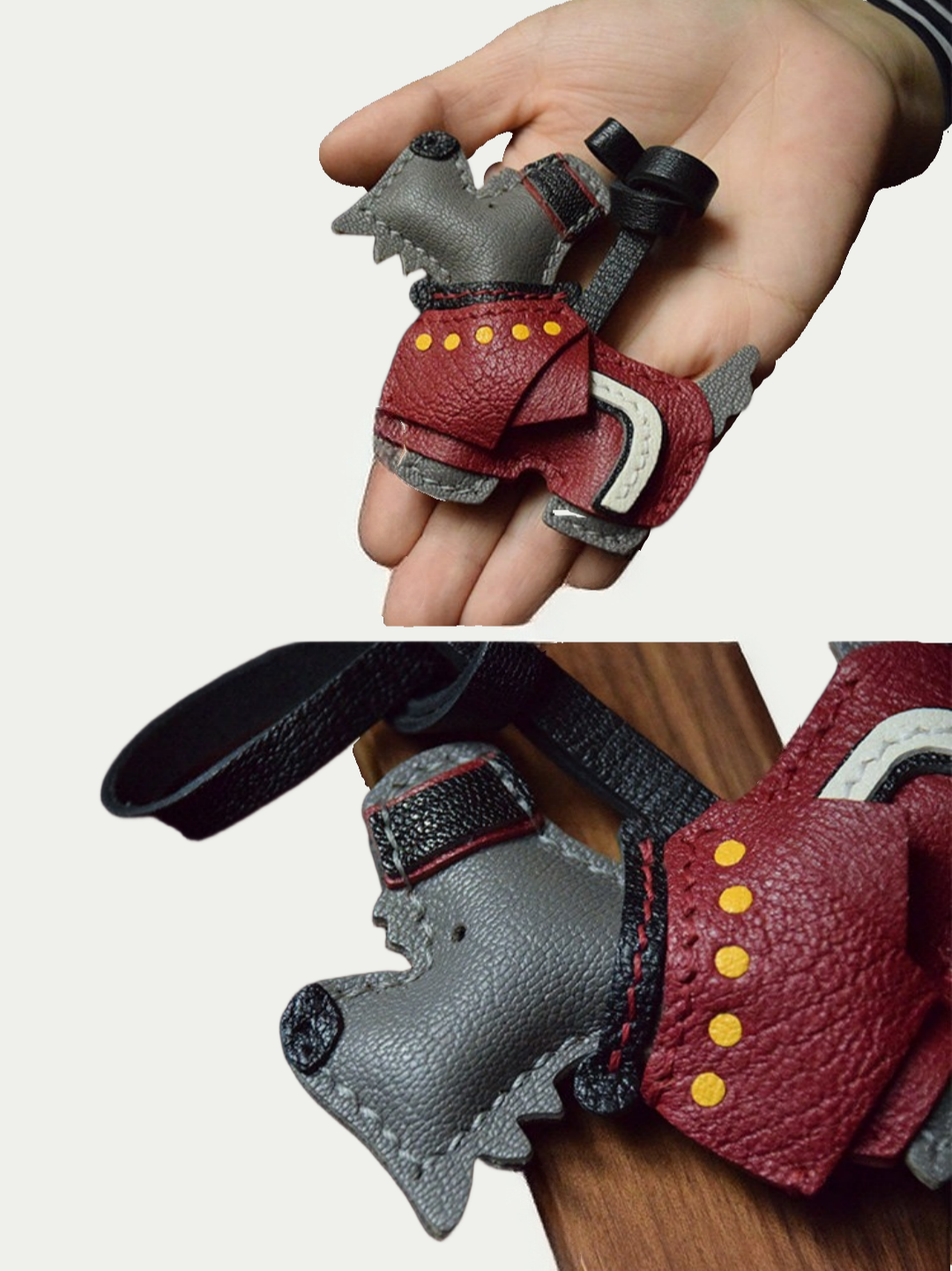 British dog  bag charm gift
luxury handmade gift set
French sheepskin handmade keychain