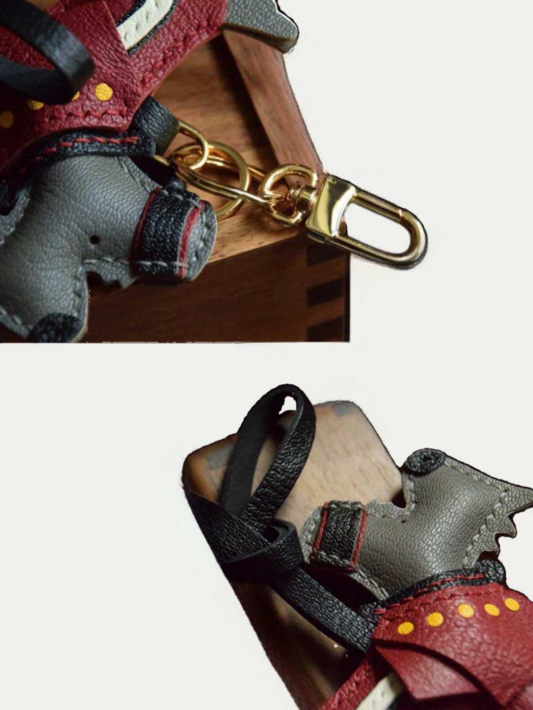 British dog  bag charm gift
luxury handmade gift set
French sheepskin handmade keychain