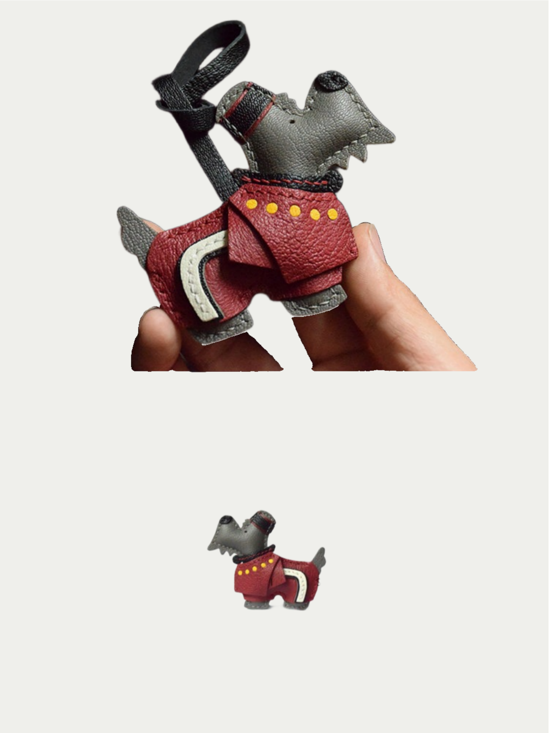 British dog  bag charm gift
luxury handmade gift set
French sheepskin handmade keychain