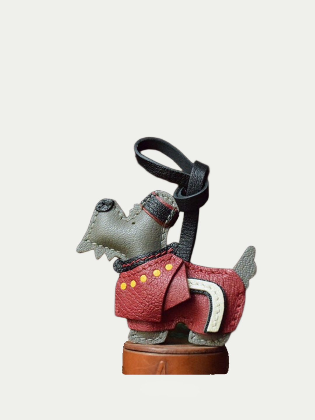 British dog  bag charm gift
luxury handmade gift set
French sheepskin handmade keychain