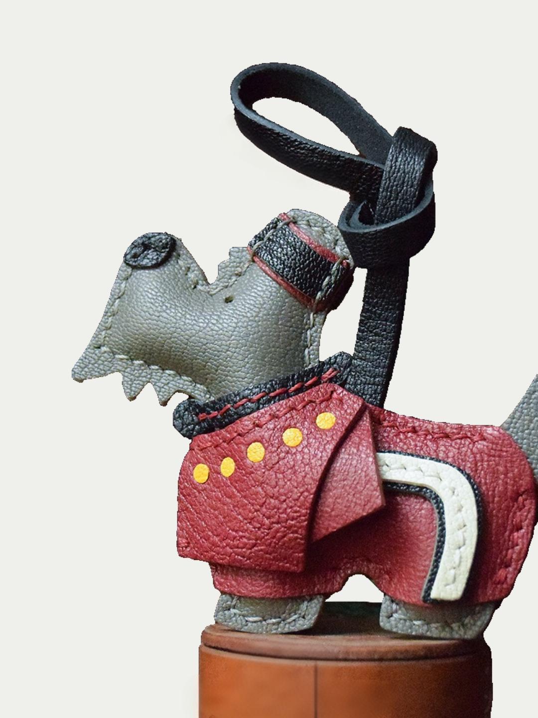 British dog  bag charm gift
luxury handmade gift set
French sheepskin handmade keychain