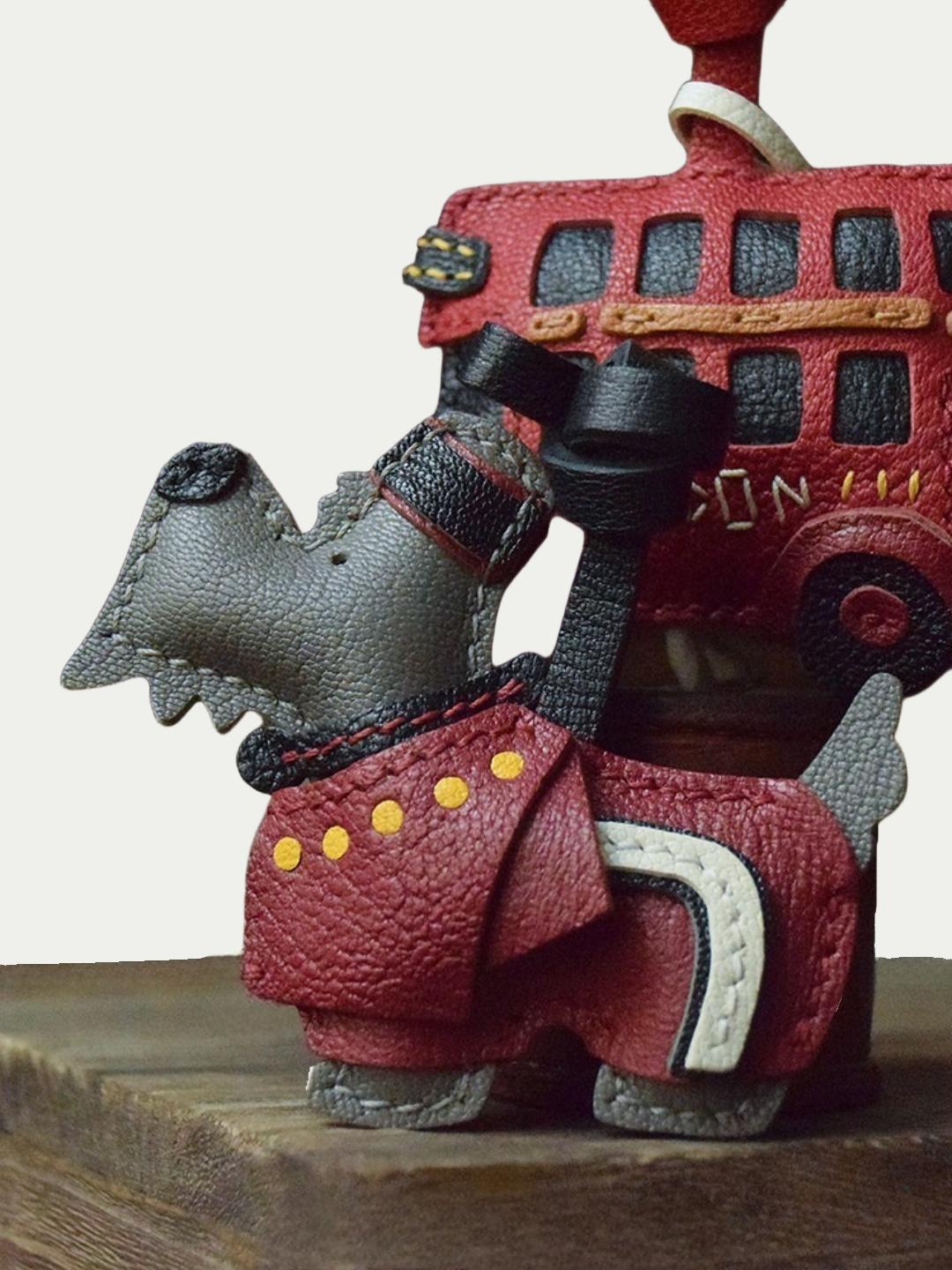 British dog  bag charm gift
luxury handmade gift set
French sheepskin handmade keychain