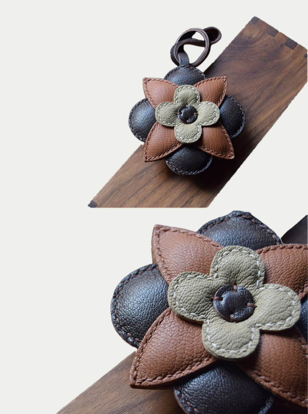 Brown flowers bag charm gift
luxury handmade gift set
leather flowers bag charm gift
French sheepskin handmade keychain