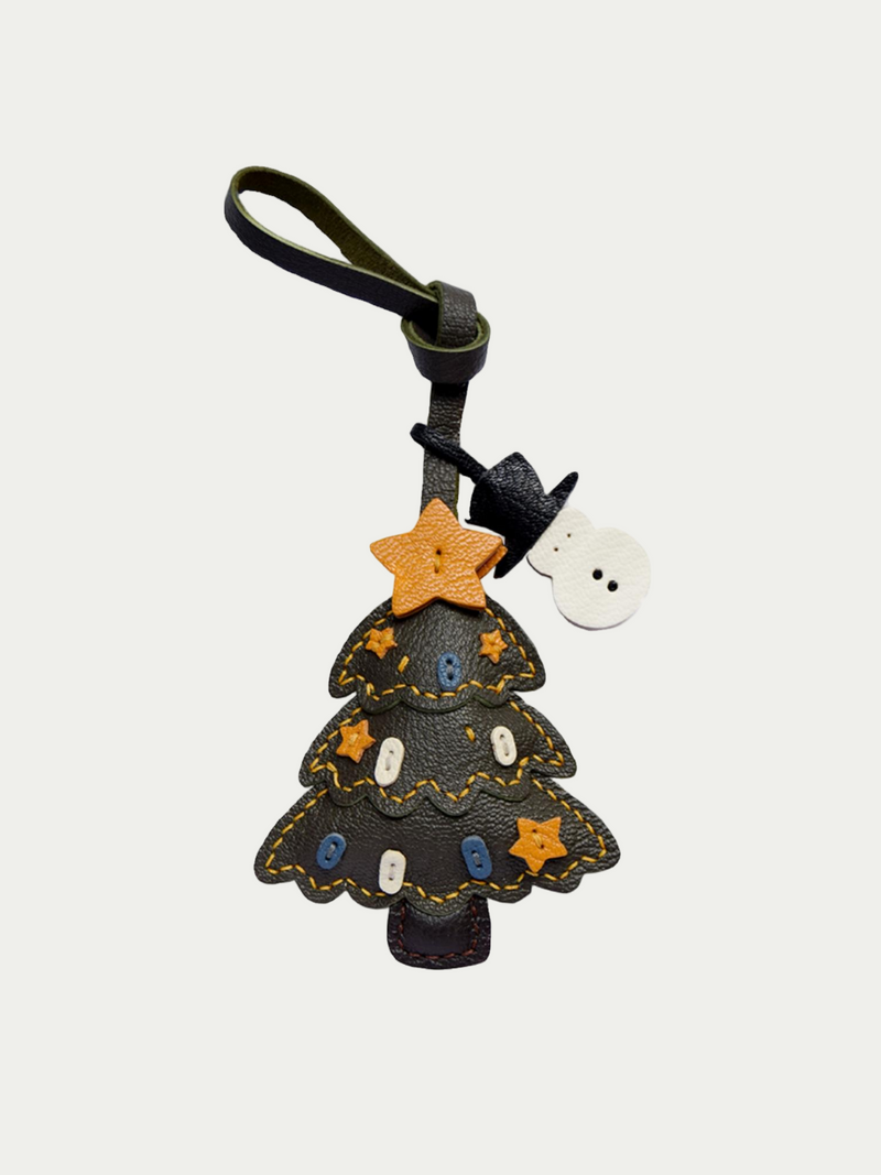 Christmas tree bag charm gift
﻿French sheepskin 
handmade keychain
Christmas gift