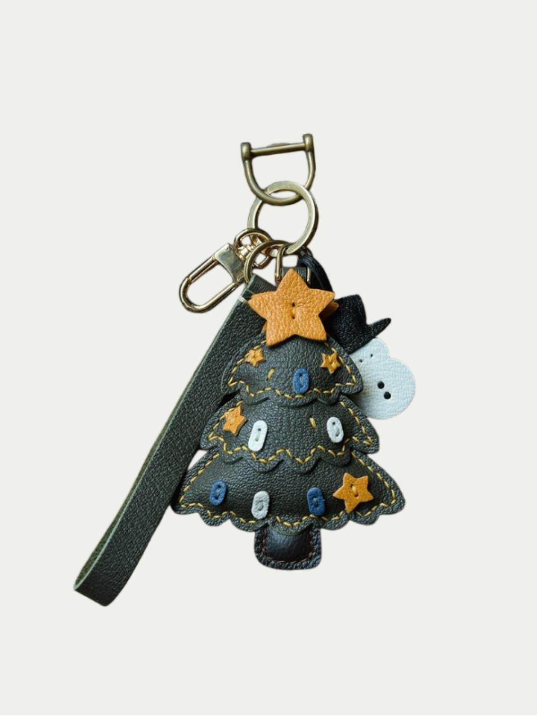 Christmas tree bag charm gift
﻿French sheepskin 
handmade keychain
Christmas gift