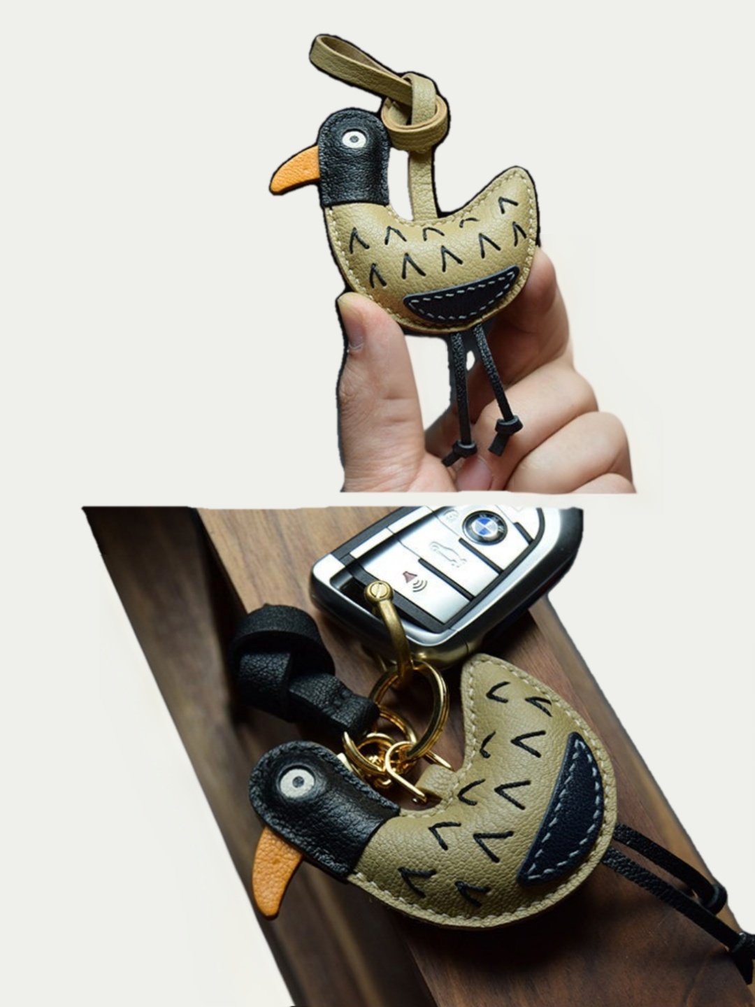 duck bag charm gift
luxury handmade gift set
French sheepskin handmade keychain