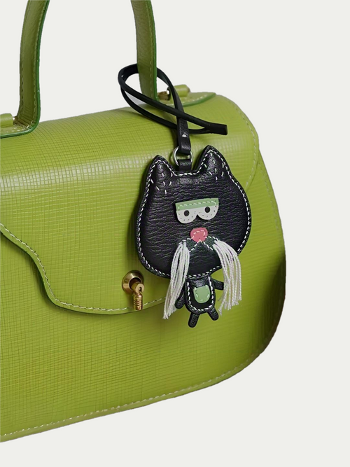 Handmade French Sheepskin Garfield Bag Charm

