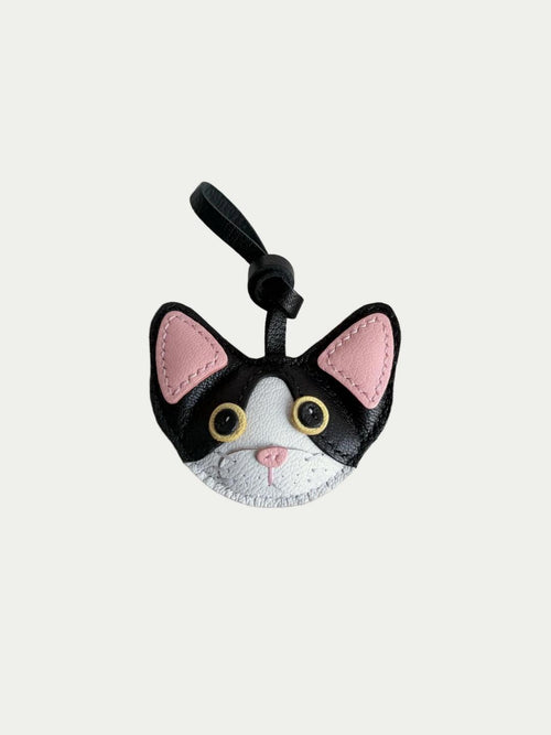 Handmade French Sheepskin Devon Rex Cat Bag Charm
