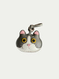Rainbow Zoo Handmade French Sheep Leather grey Cat Bag Charm