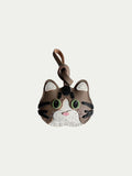 Handmade French Sheepskin Cat Bag Charm Leather Keychain
