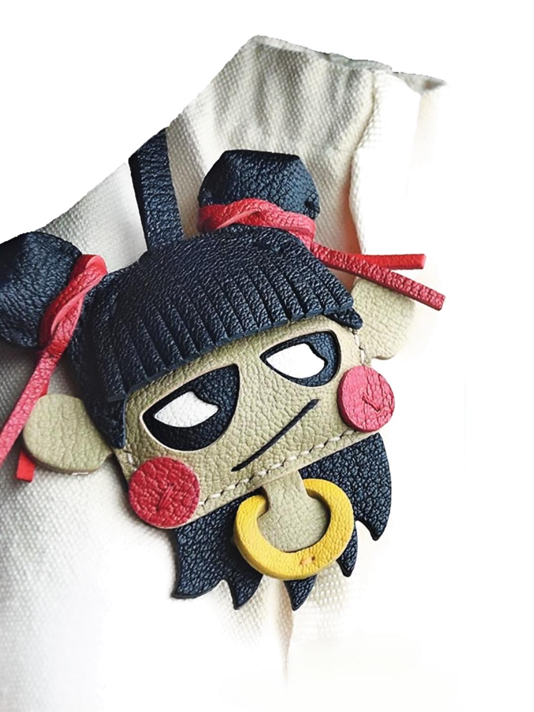 Nezha  bag charm gift
luxury handmade gift set
French sheepskin handmade keychain