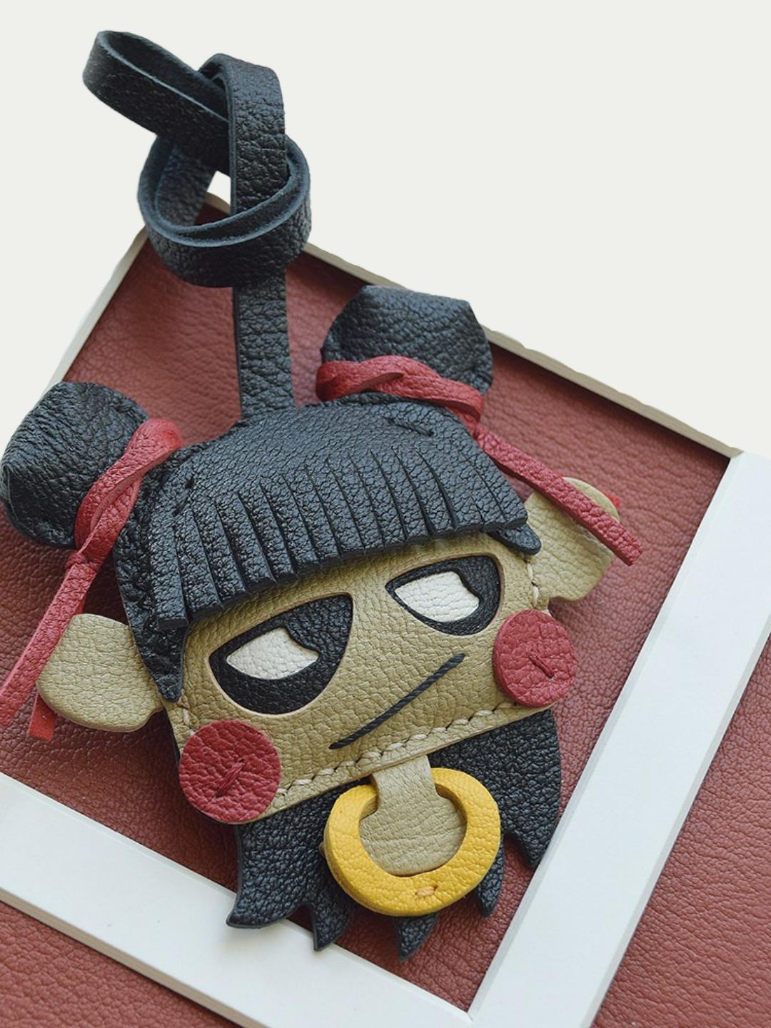 Nezha  bag charm gift
luxury handmade gift set
French sheepskin handmade keychain