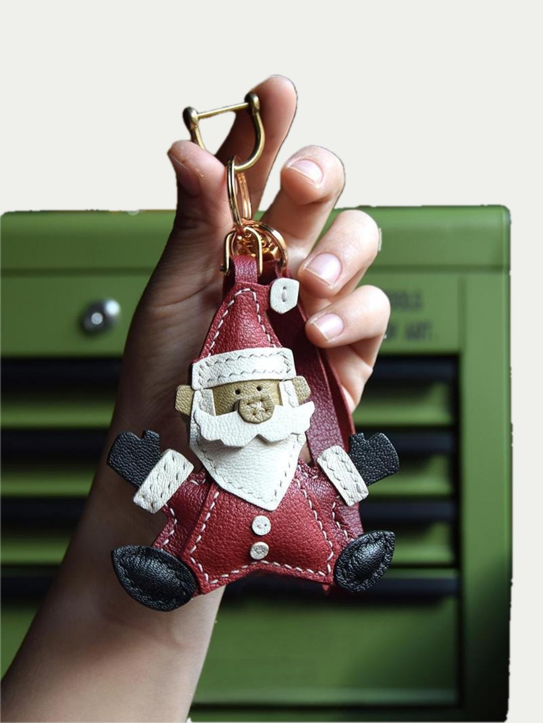 Santa Claus bag charm gift
luxury handmade gift set
leather cat bag charm gift
French sheepskin handmade keychain