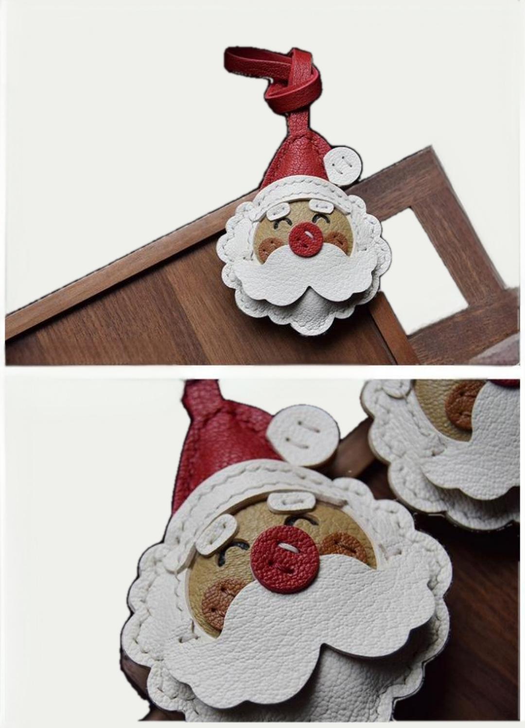 Santa Claus bag charm gift
﻿French sheepskin 
handmade keychain
Christmas gift