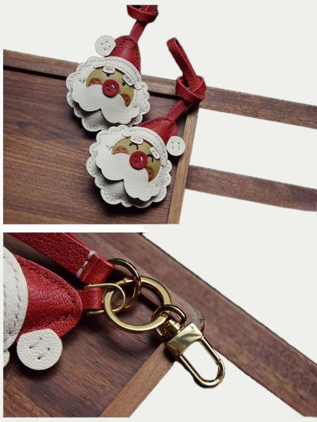 Santa Claus bag charm gift
﻿French sheepskin 
handmade keychain
Christmas gift