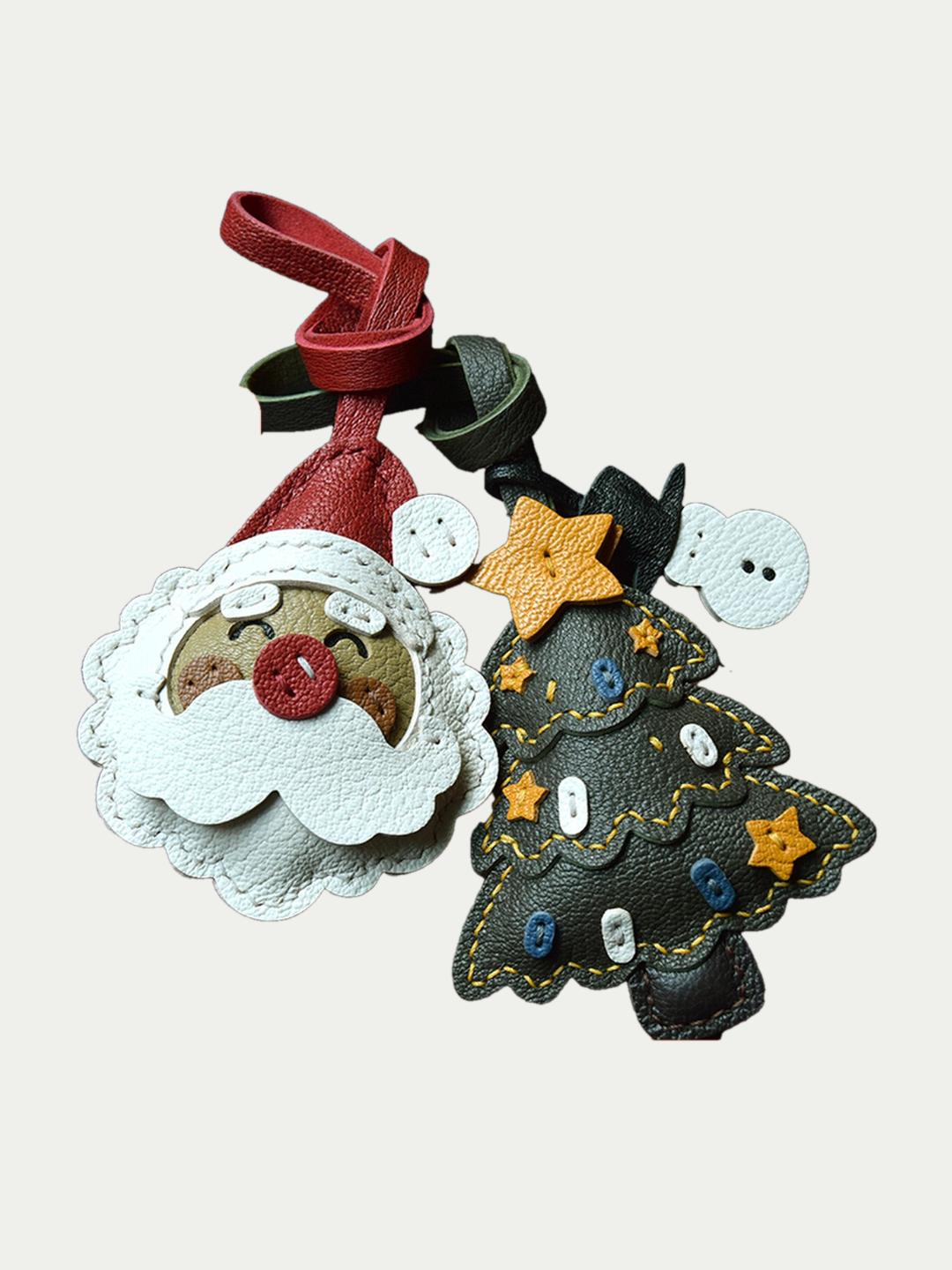 Santa Claus bag charm gift
﻿French sheepskin 
handmade keychain
Christmas gift