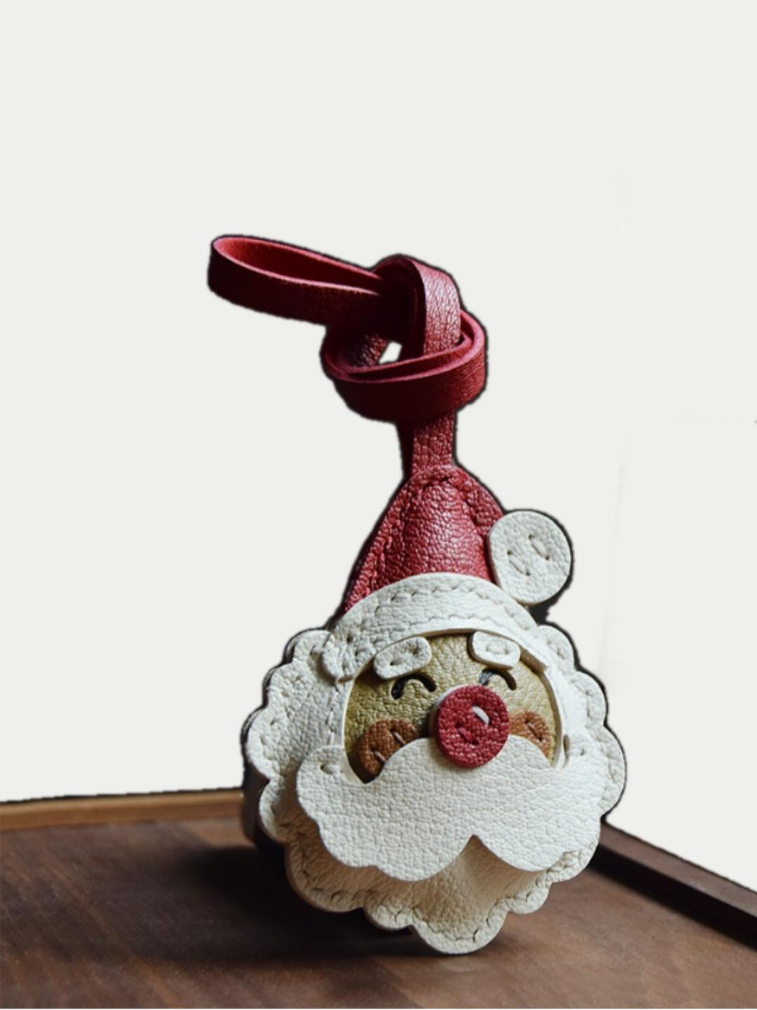 Santa Claus bag charm gift
﻿French sheepskin 
handmade keychain
Christmas gift