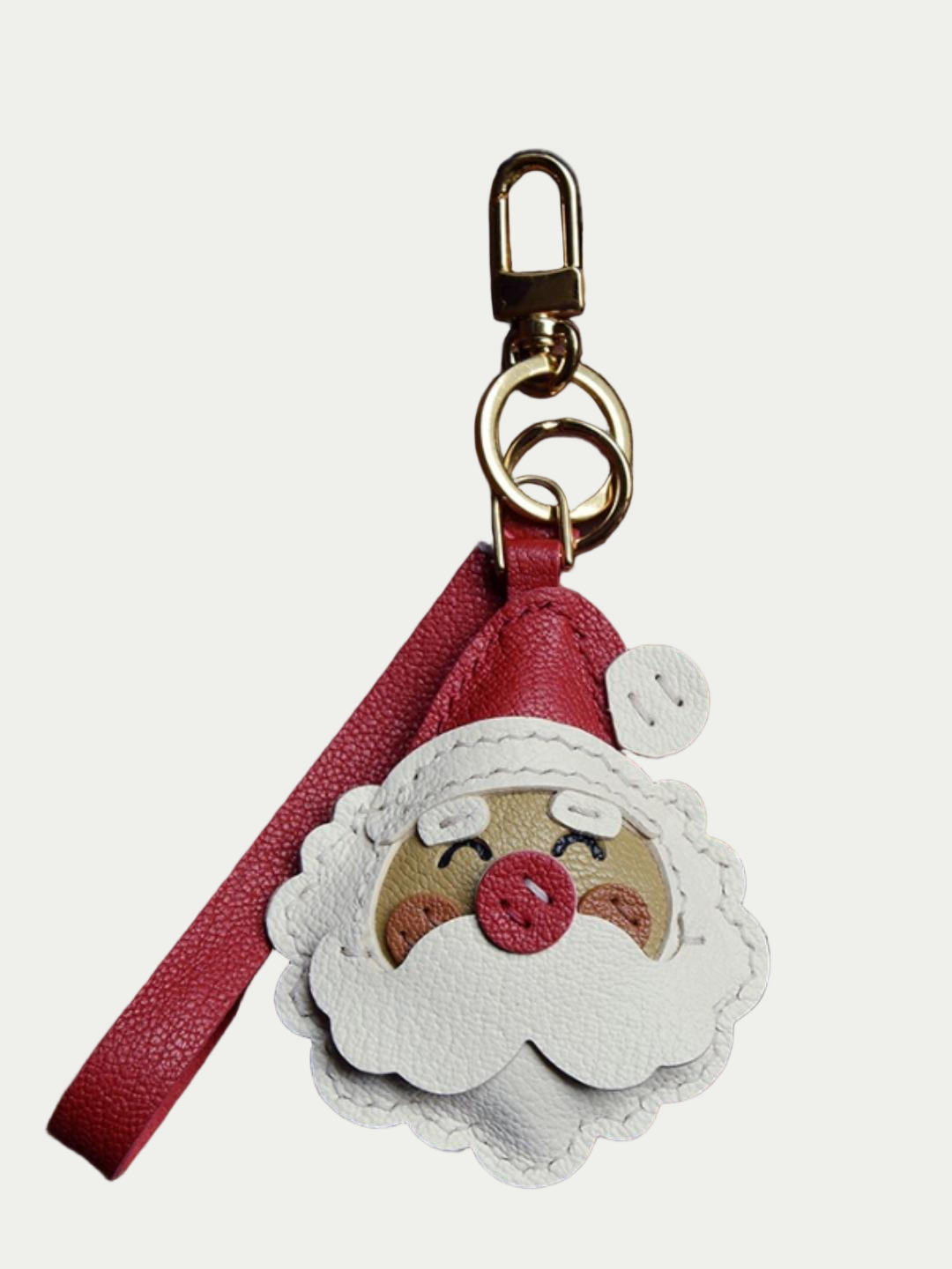 Santa Claus bag charm gift
﻿French sheepskin 
handmade keychain
Christmas gift