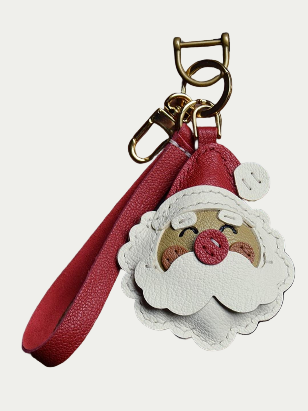 Santa Claus bag charm gift
﻿French sheepskin 
handmade keychain
Christmas gift