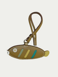 Handmade French Sheepskin Small Stick Fish Bag Charm Gold
