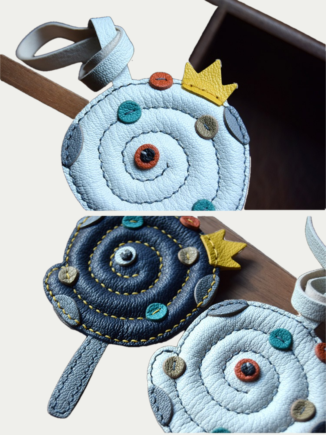 Snake shaped lollipop bag charm gift
luxury handmade gift set
French sheepskin handmade keychain