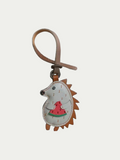 White Watermelon Hedgehog Bag Charm Handmade French Sheepskin