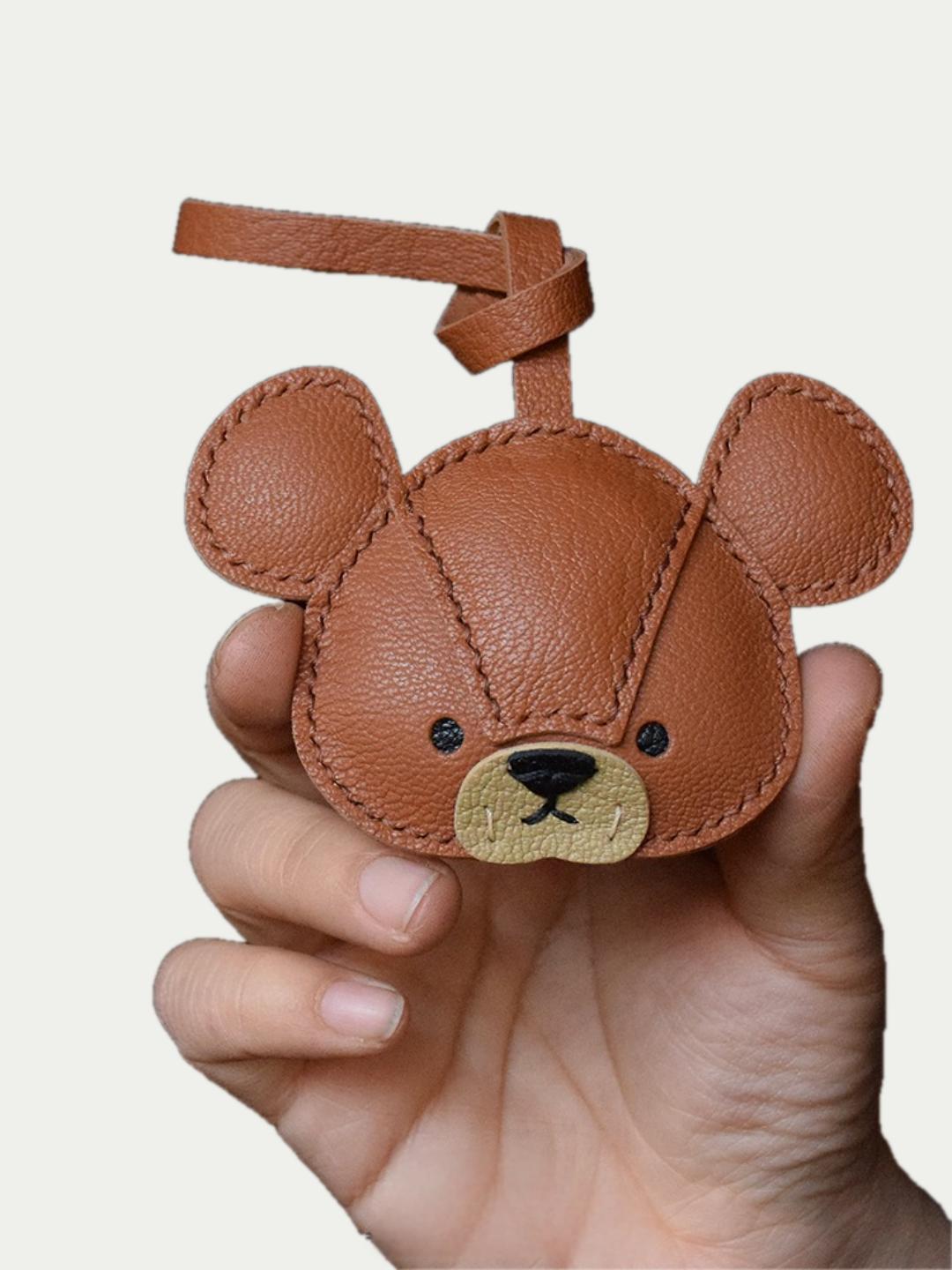 bear bag charm gift
﻿French sheepskin 
handmade keychain
Christmas gift