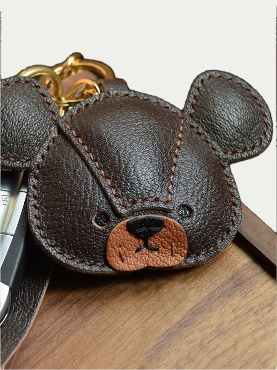 bear bag charm gift
﻿French sheepskin 
handmade keychain
Christmas gift