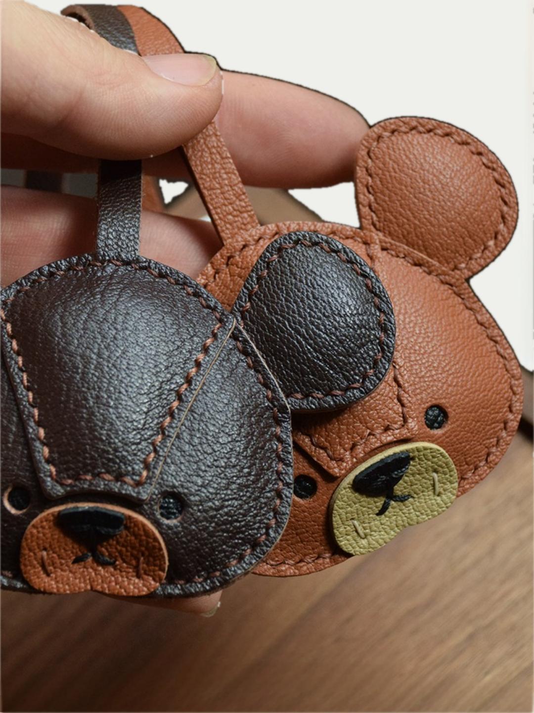 bear bag charm gift
﻿French sheepskin 
handmade keychain
Christmas gift