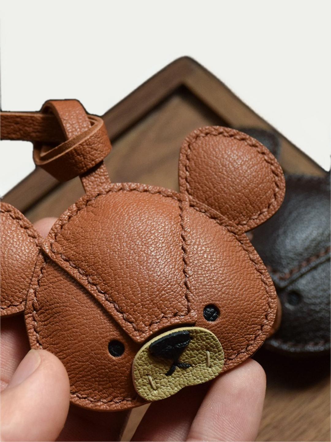 bear bag charm gift
﻿French sheepskin 
handmade keychain
Christmas gift