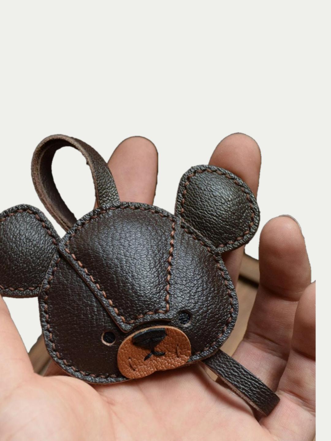 bear bag charm gift
﻿French sheepskin 
handmade keychain
Christmas gift