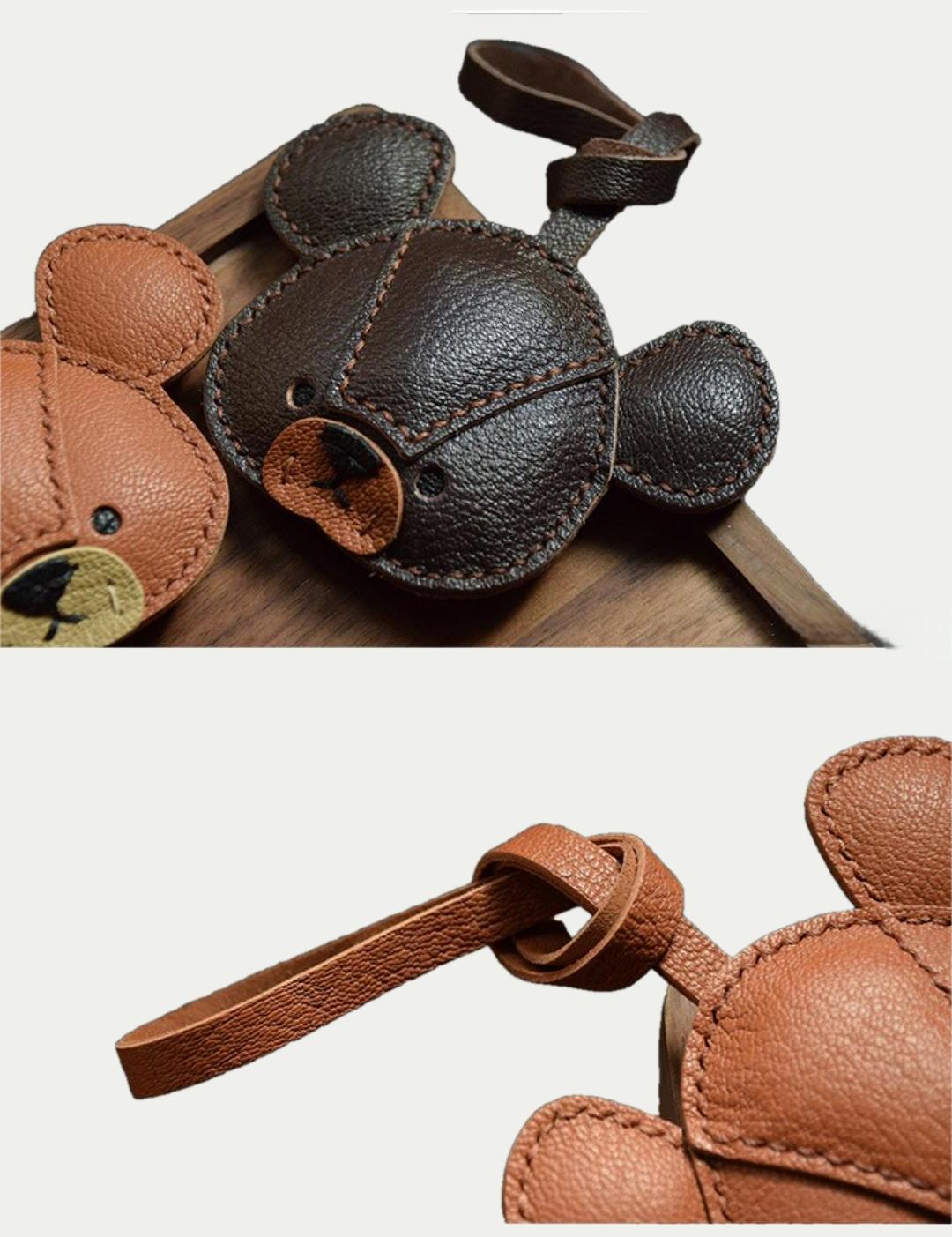 bear bag charm gift
﻿French sheepskin 
handmade keychain
Christmas gift