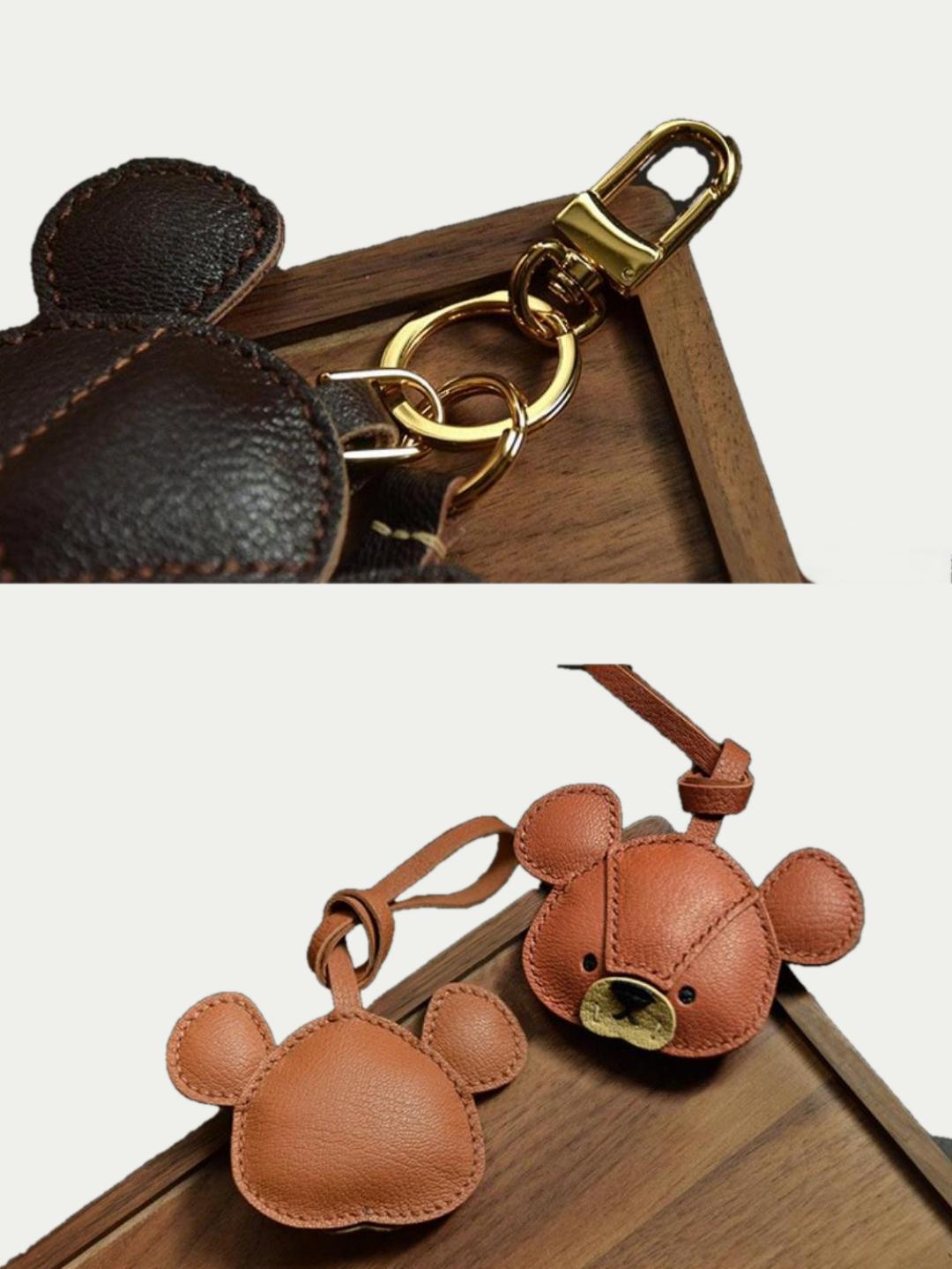 bear bag charm gift
﻿French sheepskin 
handmade keychain
Christmas gift