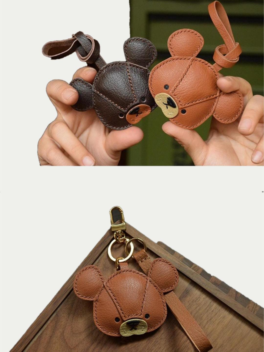 bear bag charm gift
﻿French sheepskin 
handmade keychain
Christmas gift