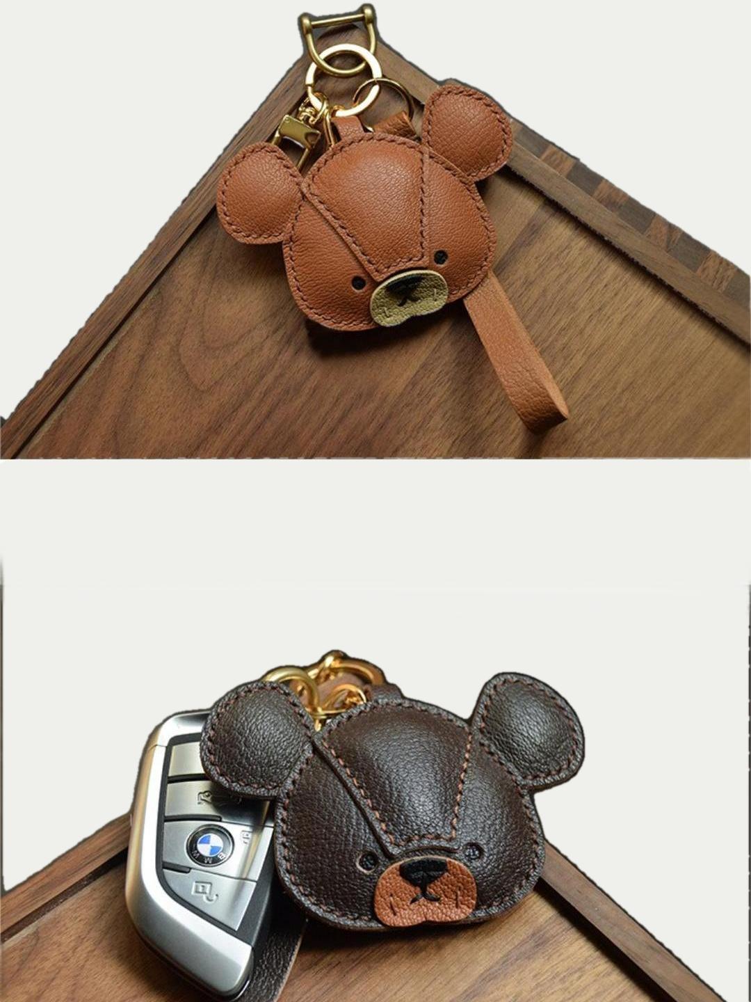 bear bag charm gift
﻿French sheepskin 
handmade keychain
Christmas gift