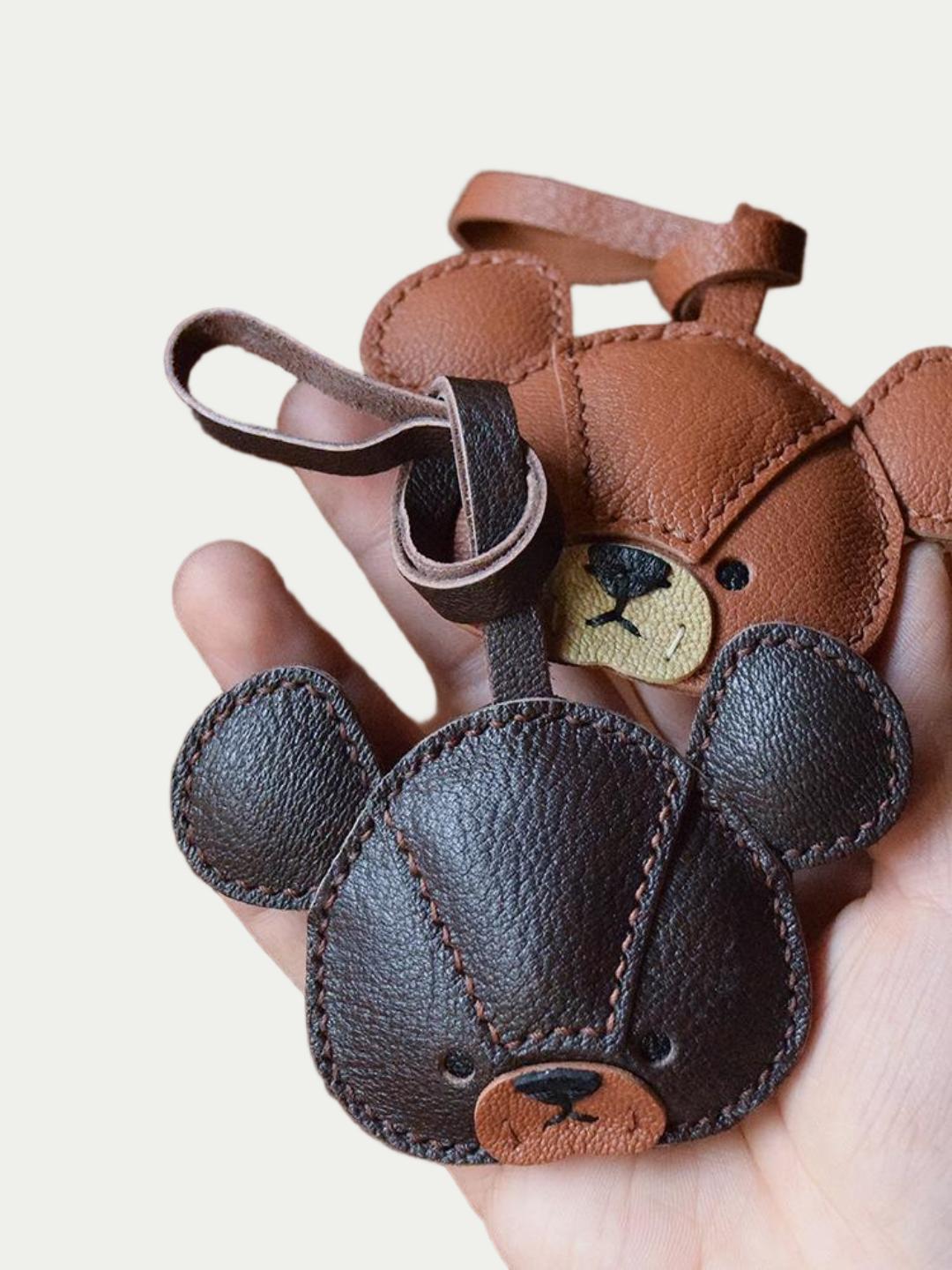bear bag charm gift
﻿French sheepskin 
handmade keychain
Christmas gift