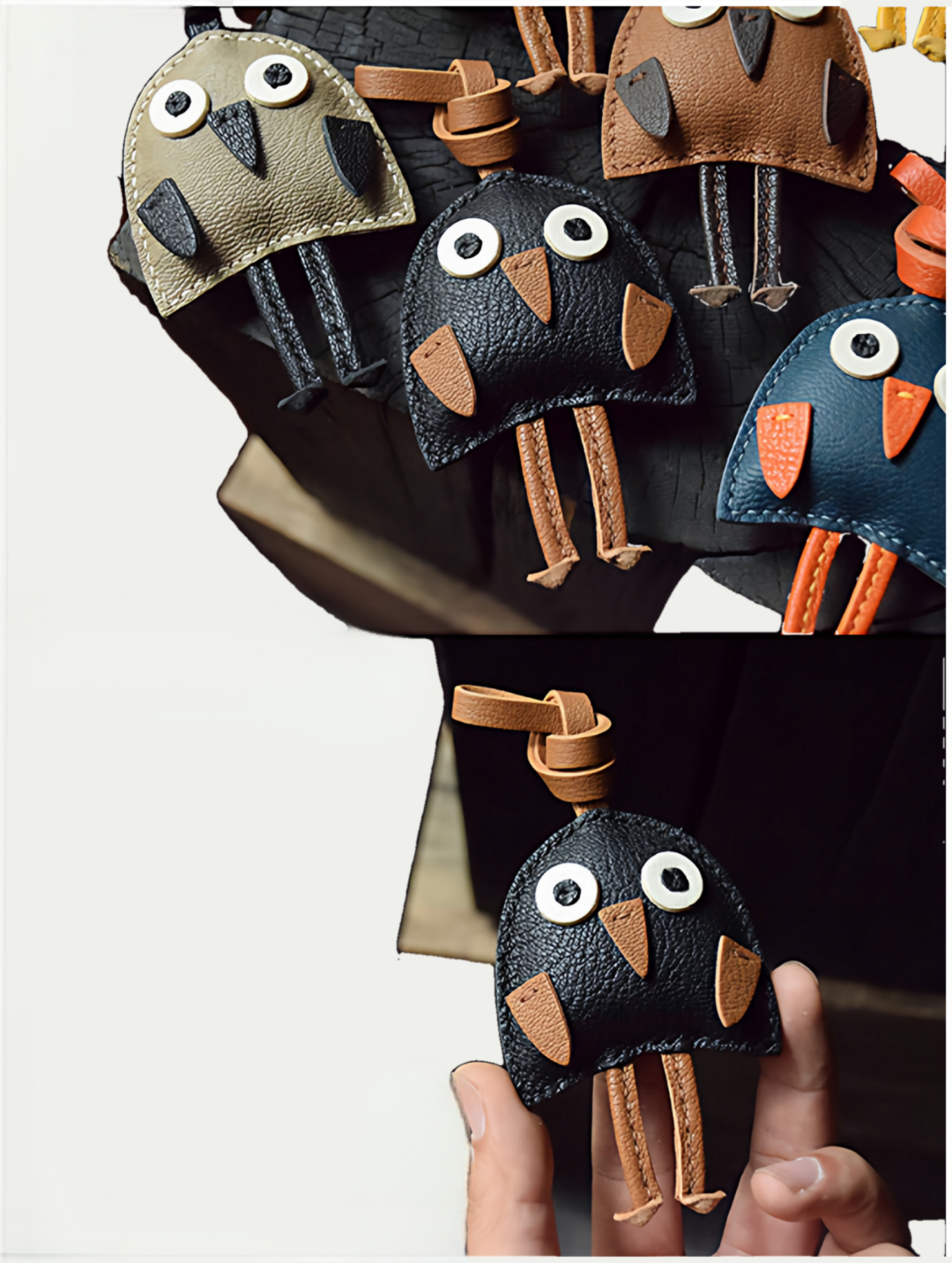 Handmade genuine leather
Car key pendant
Rearview mirror decoration
Minimalist and individualistic trend
bird bag charm gift
