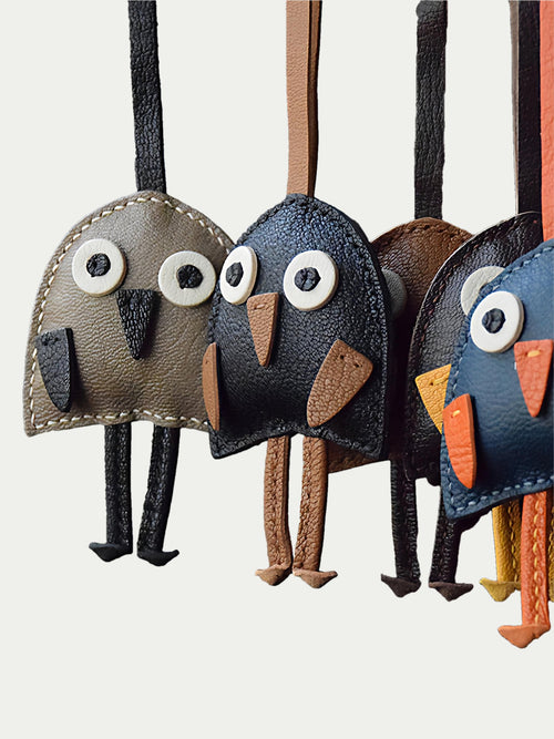 Handmade French Sheepskin Bird Bag Charm
