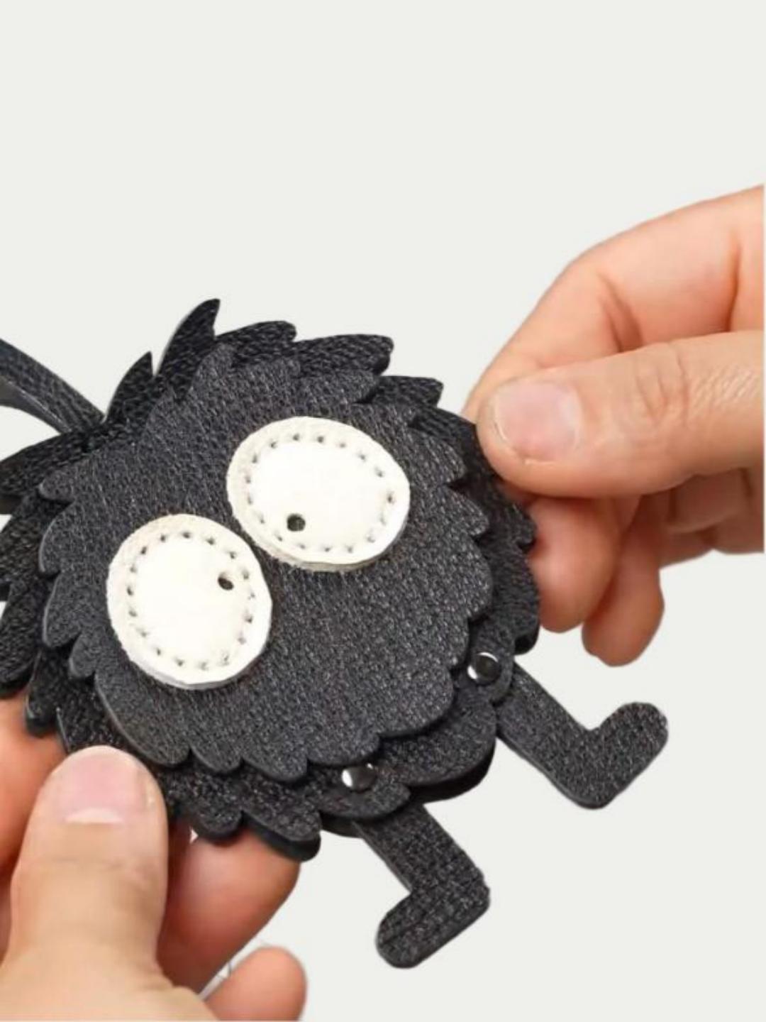 Handmade French Lambskin Coal Ball Keychain - Gothic Pet Memorial