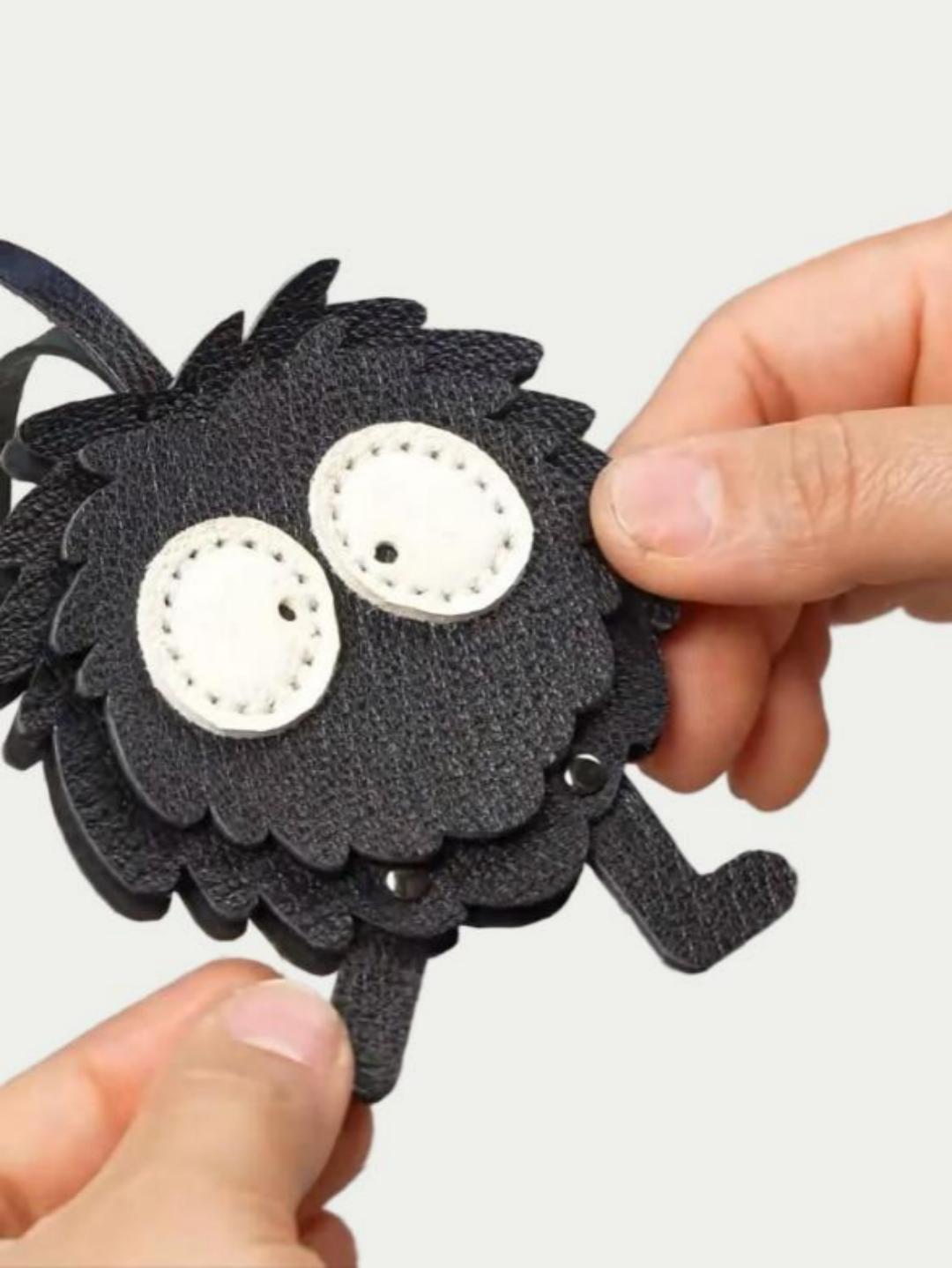 Handmade French Lambskin Coal Ball Keychain - Gothic Pet Memorial
