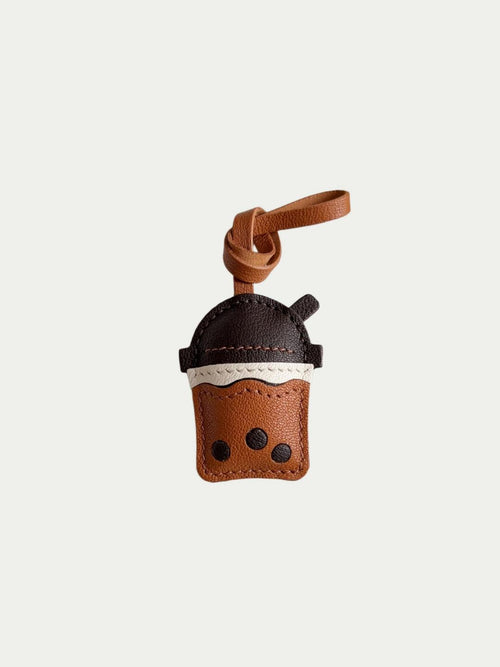 Handmade French Sheepskin Bubble Tea Bag Charm Brown