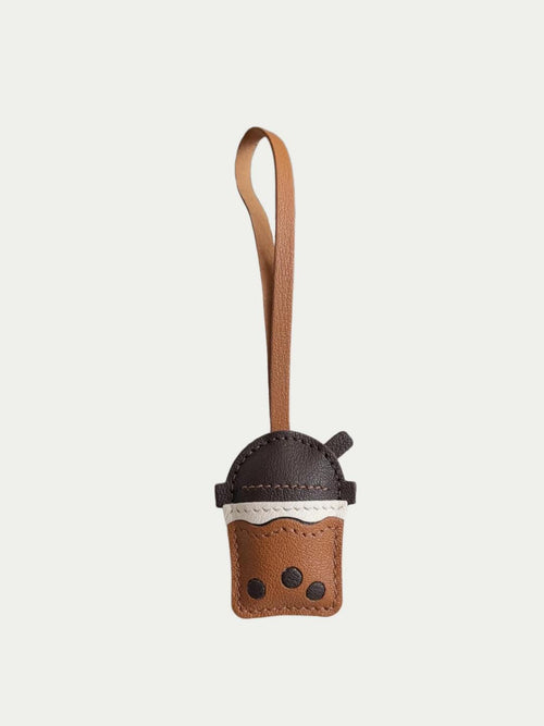 Handmade French Sheepskin Bubble Tea Bag Charm Brown